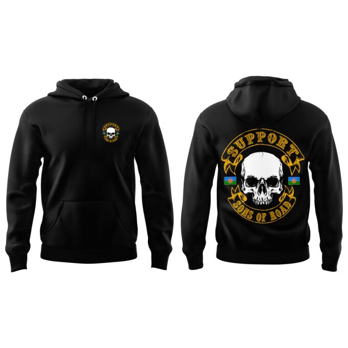 Sweat-shirt à Capuche Noir - SUPPORT SONS OF ROAD