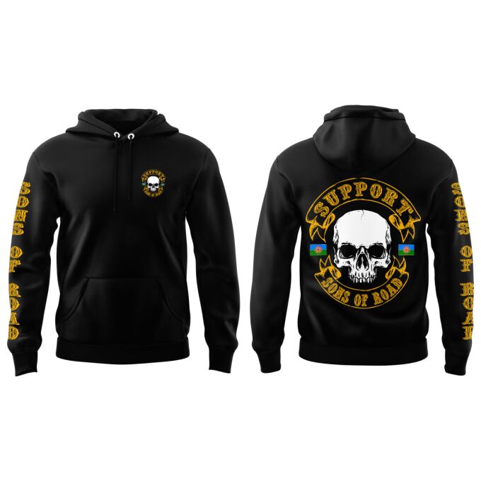 Sweat-shirt à Capuche Noir - SUPPORT SONS OF ROAD