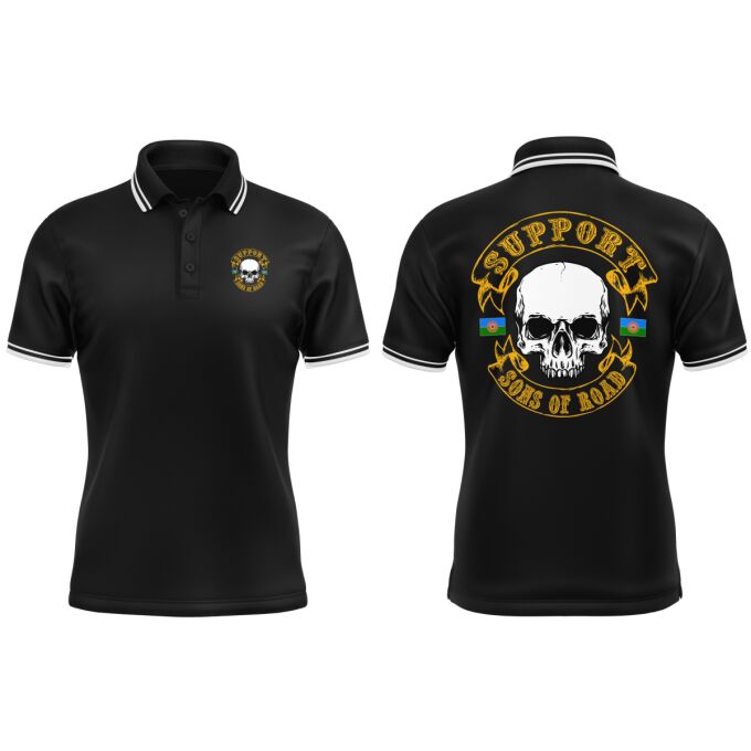 Polo Homme contrasté Noir - SUPPORT SONS OF ROAD