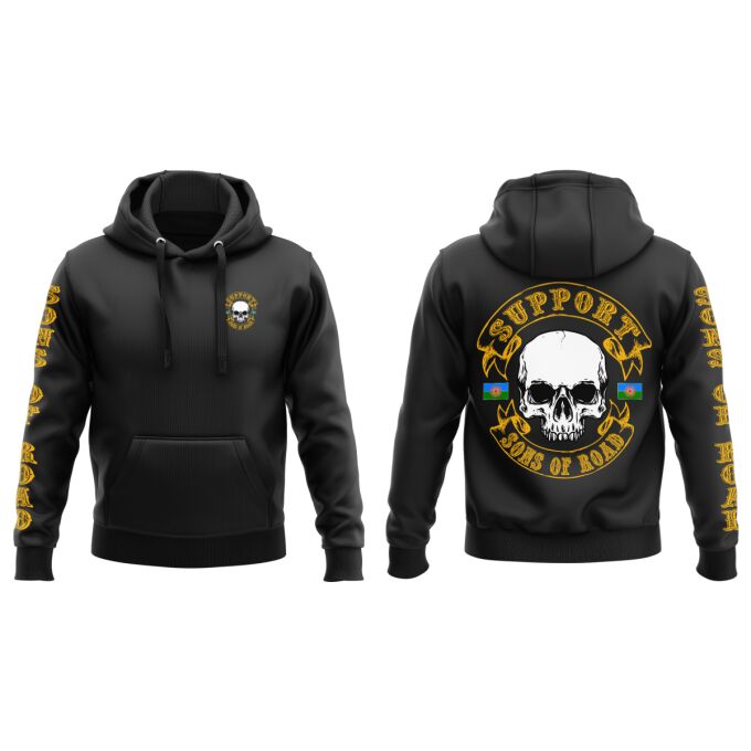 Sweat-Shirt à Capuche DELUXE Noir - SUPPORT SONS OF ROAD