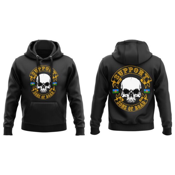 Sweat-Shirt à Capuche DELUXE Noir - SUPPORT SONS OF ROAD