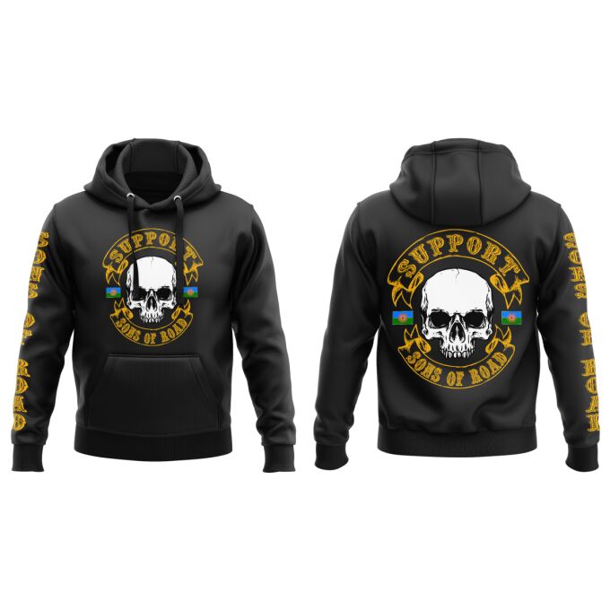 Sweat-Shirt à Capuche DELUXE Noir - SUPPORT SONS OF ROAD