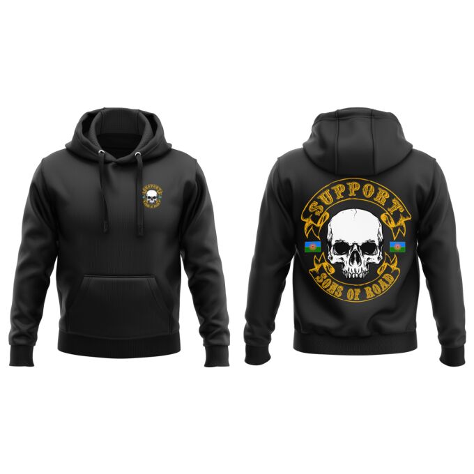 Sweat-Shirt à Capuche DELUXE Noir - SUPPORT SONS OF ROAD