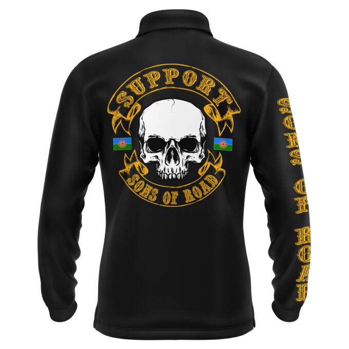 Polo Homme Manches Longues Noir - SUPPORT SONS OF ROAD