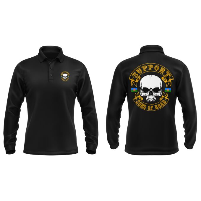 Polo Homme Manches Longues Noir - SUPPORT SONS OF ROAD