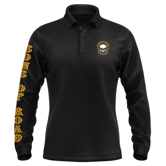 Polo Homme Manches Longues Noir - SUPPORT SONS OF ROAD