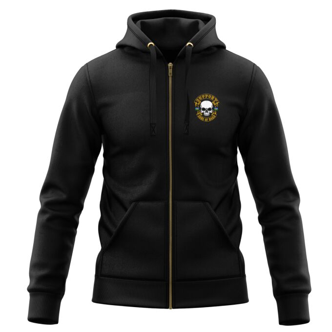 Sweat-Shirt à Capuche Zippé (Veste Gamme DELUXE) Noir - SUPPORT SONS OF ROAD