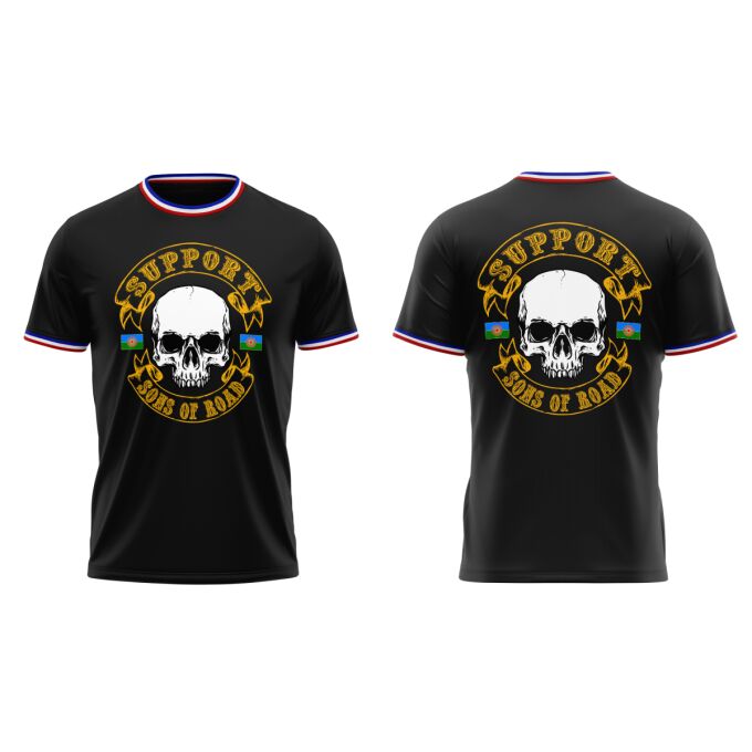 T-Shirt Homme avec Liseré Français Noir - SUPPORT SONS OF ROAD
