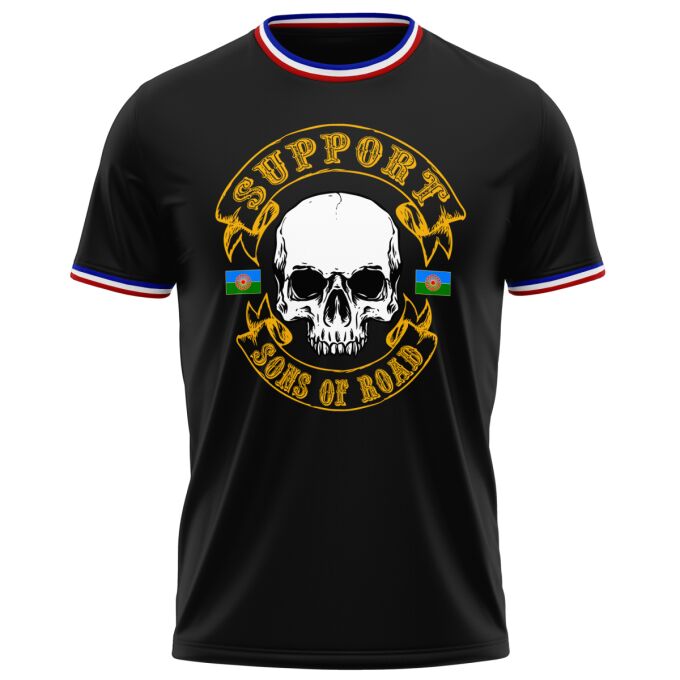 T-Shirt Homme avec Liseré Français Noir - SUPPORT SONS OF ROAD